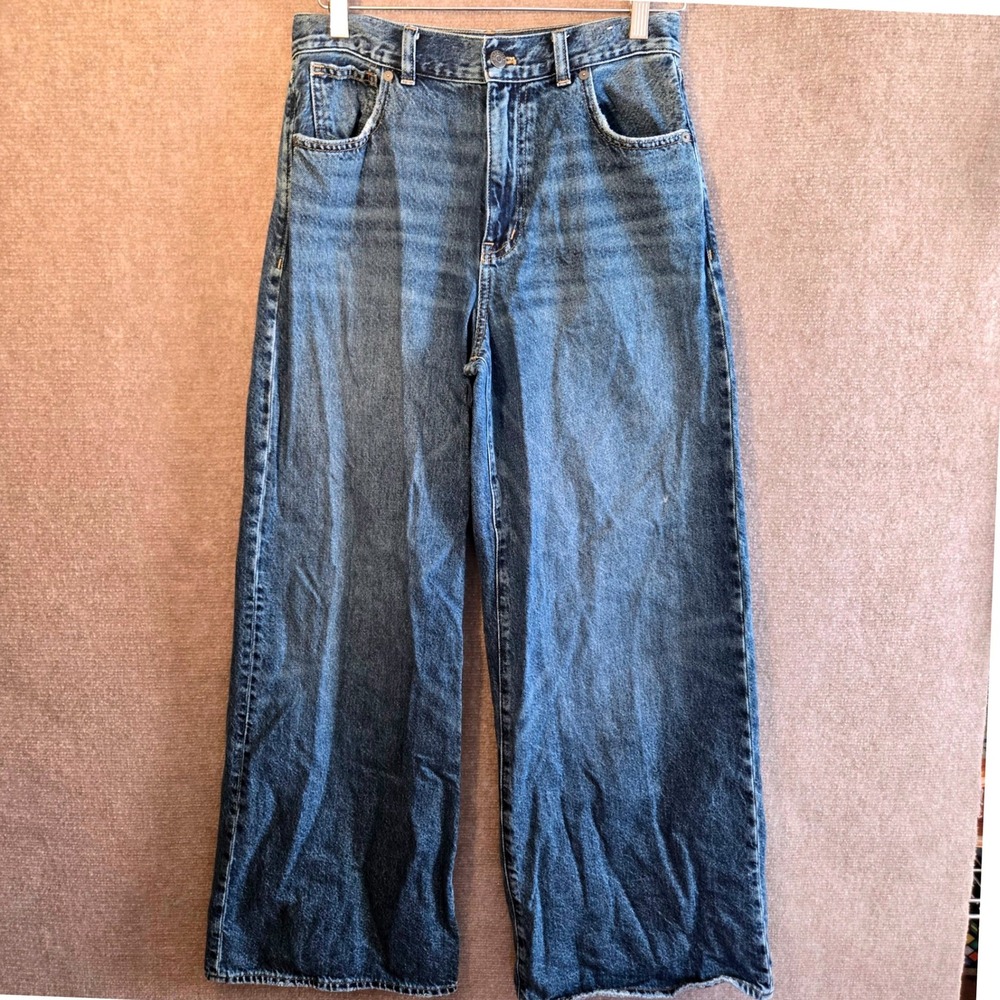Madewell Superwide-Leg Jeans Women 27 High Rise Medium Wash Blue Denim Bohemian